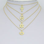 Clear CZ Gold Groovy Heart lock, Star of David, Cross EYE Shape Charm Pendant, Sku#LX940
