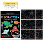 Rainbow Scratch Art Paper Kit for Kids | 9-Piece Magic Drawing Set