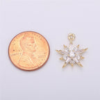 Dainty Baguette Star flower Pendant Charm Pave Snowflake Charm in 14k Gold Filled Charm for Necklace Bracelet Earring Jewelry Making Supply C-522