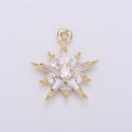 Dainty Baguette Star flower Pendant Charm Pave Snowflake Charm in 14k Gold Filled Charm for Necklace Bracelet Earring Jewelry Making Supply C-522