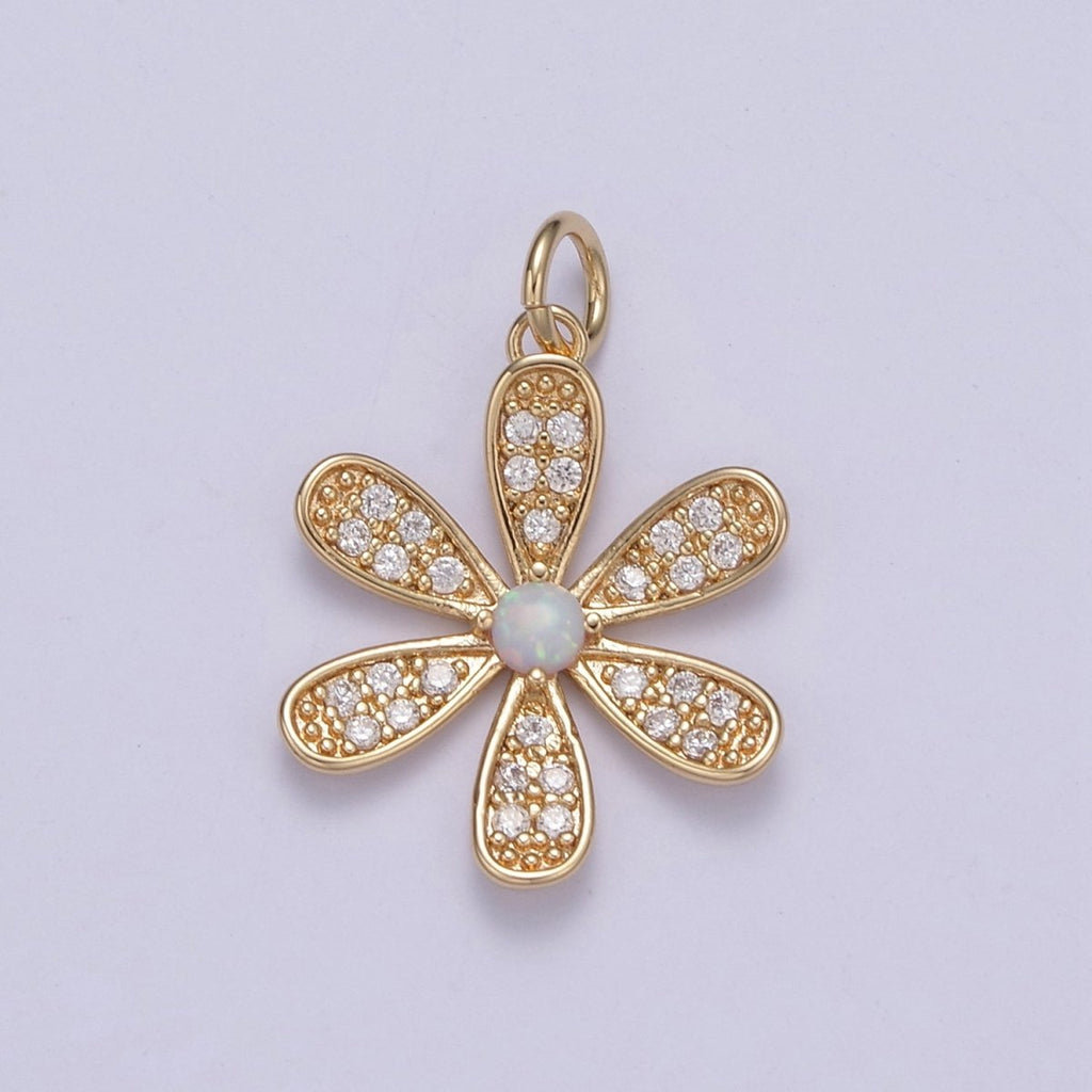 Flower Charm Pendant - Cute Daisy Flower Micro Pave Charm for Earring Bracelet Necklace N-427