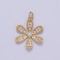 Flower Charm Pendant - Cute Daisy Flower Micro Pave Charm for Earring Bracelet Necklace N-427