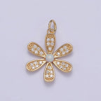 Flower Charm Pendant - Cute Daisy Flower Micro Pave Charm for Earring Bracelet Necklace N-427