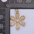 Flower Charm Pendant - Cute Daisy Flower Micro Pave Charm for Earring Bracelet Necklace N-427