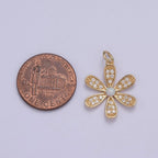 Flower Charm Pendant - Cute Daisy Flower Micro Pave Charm for Earring Bracelet Necklace N-427